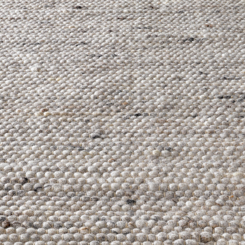 Wollteppich Gewalkt | Reine Schur-Wolle Handweb Teppich im Skandinavischen Design | Grau Meliert